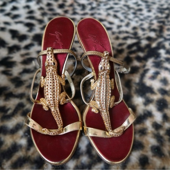 Giuseppe Zanotti Shoes - Giuseppe Zanotti Gold Crocodile Sandals